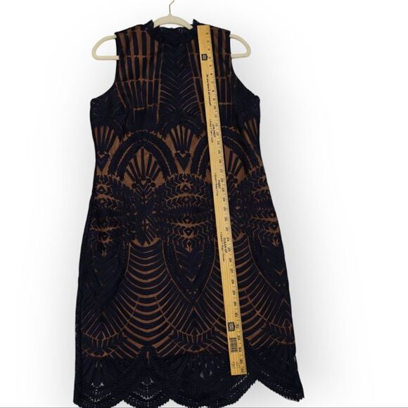 Bardot Alice Lace Bodycon Blue Sheath Halter Midi Dress Sz 10 L - Picture 4 of 10